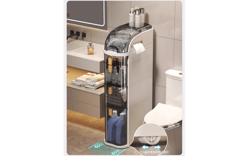 Bathroom Storage Cabinet With 4 Drawers And Toilet Paper Holder