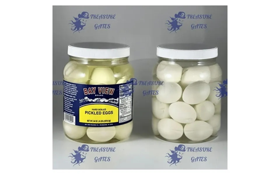Bay View Brand Pickled Eggs 64 Ounce Plastic Jars Original Flavor Bar Tavern Food 2 Pack