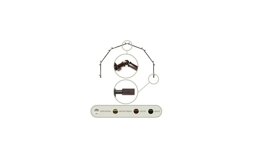 Bay Window Curtain Rod - 6-sided Cocoa Corner Rods For Draperies & Curtains