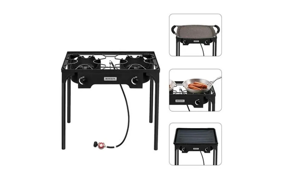 Baytocare 0-20 Psi Regulator 2-burner 150 000btu Outdoor Stove Black