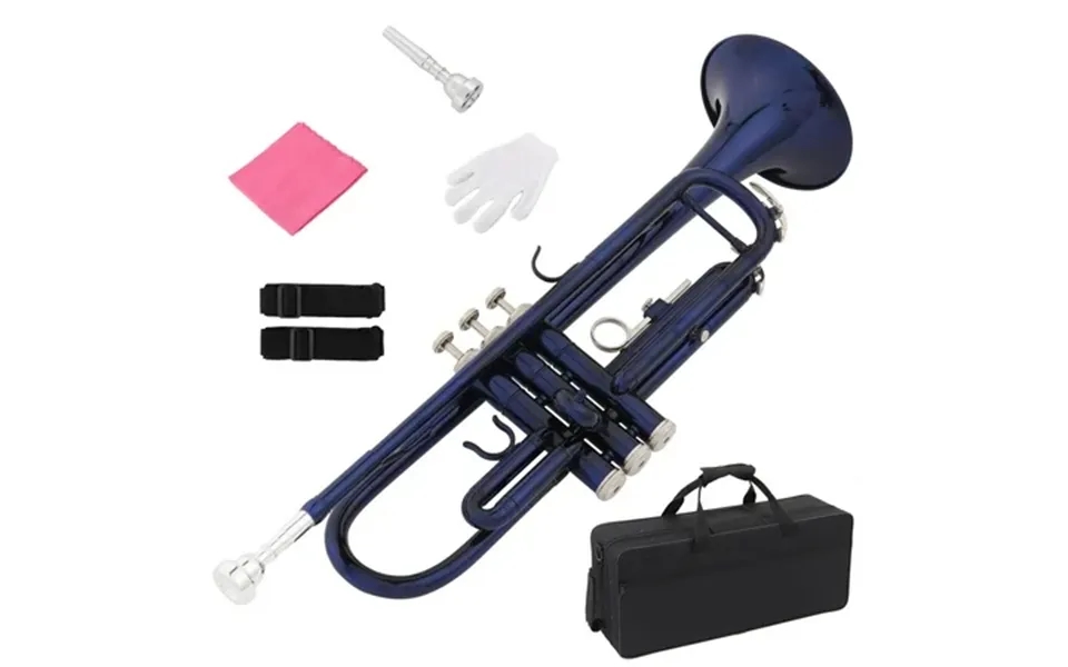 Baytocare Bb Beginner School Band Trumpet With Mouthpiece Case Blue
