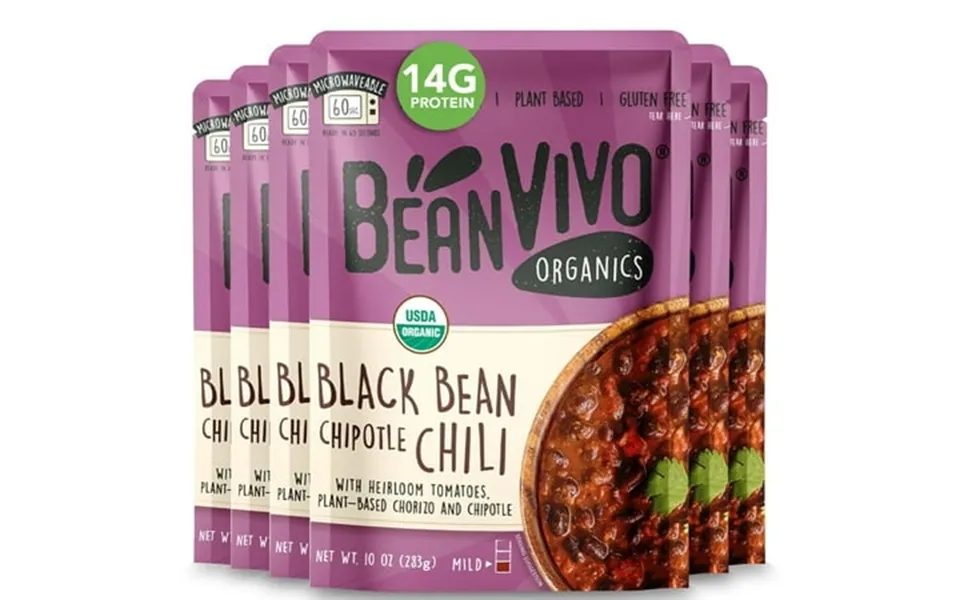 Beanvivo Pack Of 6 Tsf6 Organics Plant Based Black Beans Chipotle Chili - Good Source Of Fiber