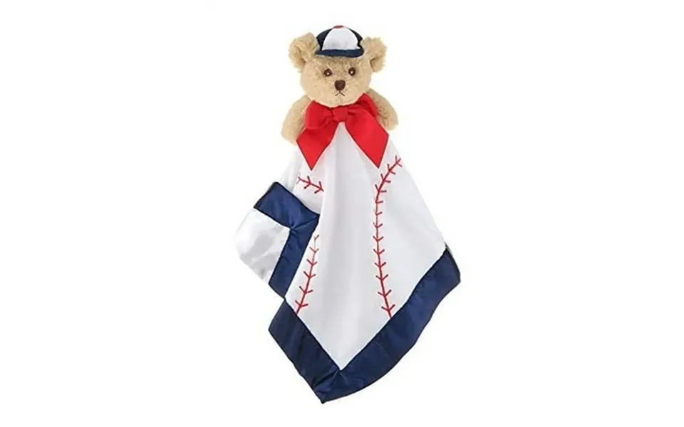 Bearington Baby Lil’ Slugger Snuggler 15 Inch Baseball Plush Stuffed Animal Teddy Bear Security Blanket Lovey For Babies