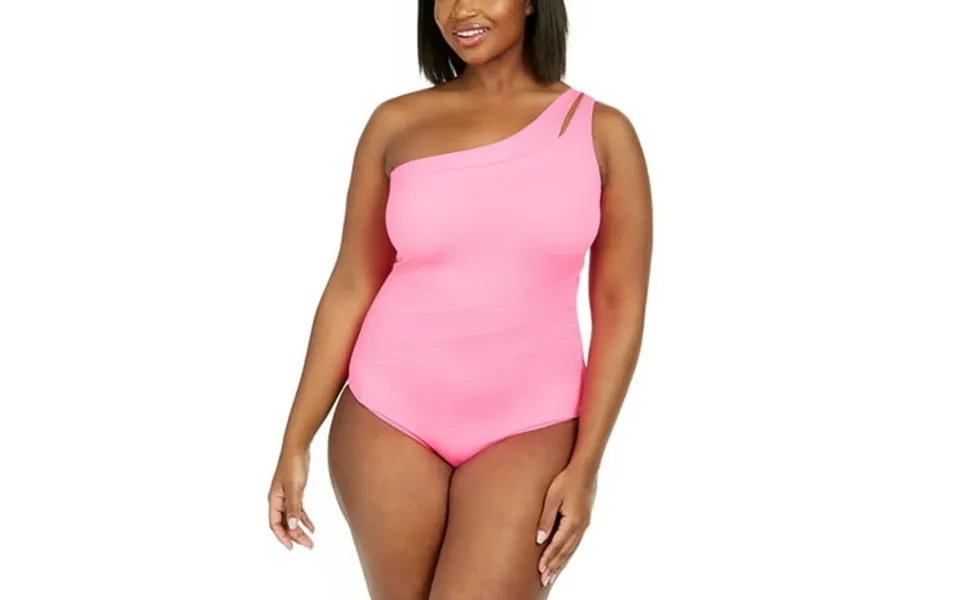 Becca Etc Pink Punch Trendy Plus Size One-shoulder One-piece Swimsuit Us 2x