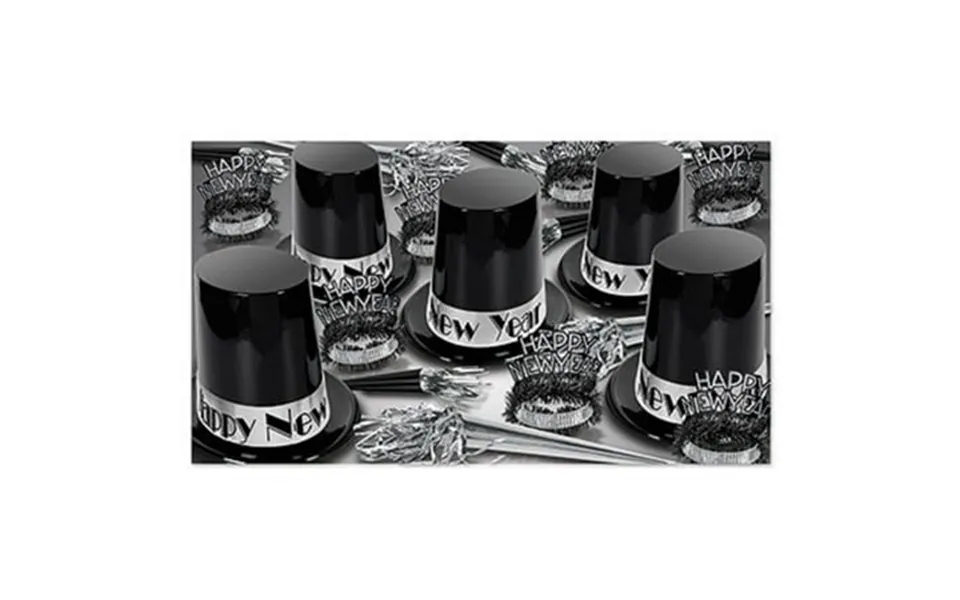 Beistle Party Under The Big Top Hat Black And Silver New Year S Eve Party Kit For 50 People