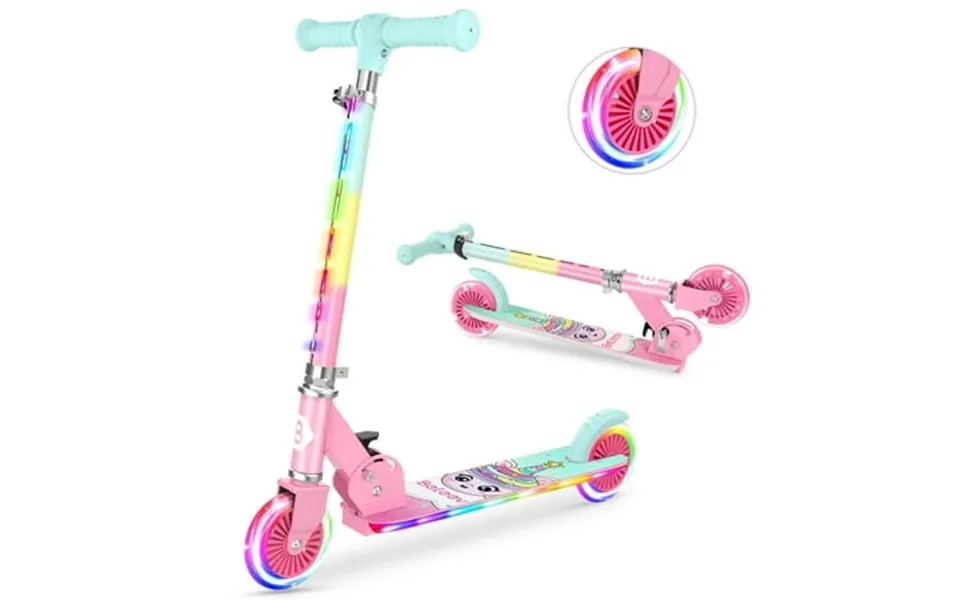 Beleev V2 Scooters For Kids With Light-up Wheels & Stem & Deck 2 Wheel Folding Scooter For Girls Boys 3 Adjustable Heigh