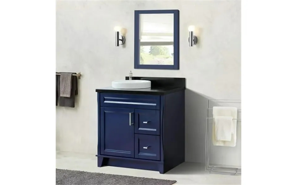 Bellaterra Home 400700-37l-bu-bgrdl 37 In. Single Sink Vanity With Galaxy Granite Top Blue & Black - Left Door & Round L