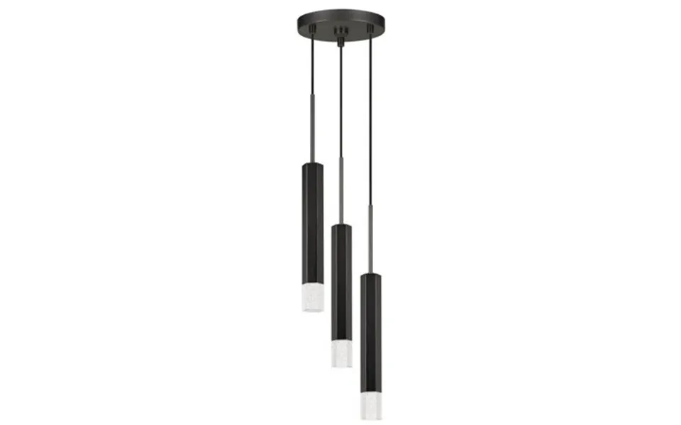 Benjara Hexagonal Metal Frame 3 Led Light Pendant With Glass Diffuser Black