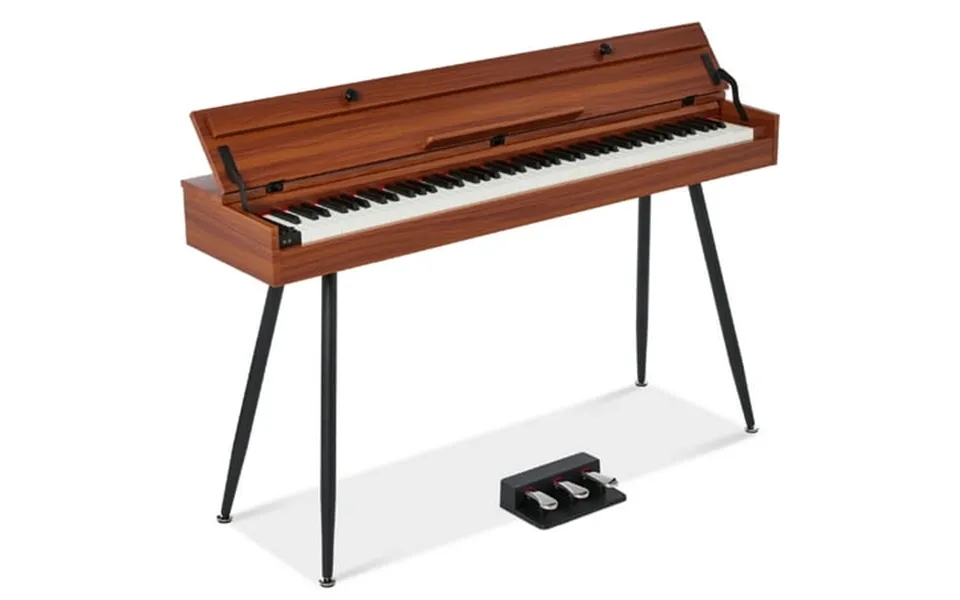 Best Choice Product Modern 88 Key Fully Weighted Desk Style Digital Piano W Metal Legs 3 Sustain Pedal - Natural