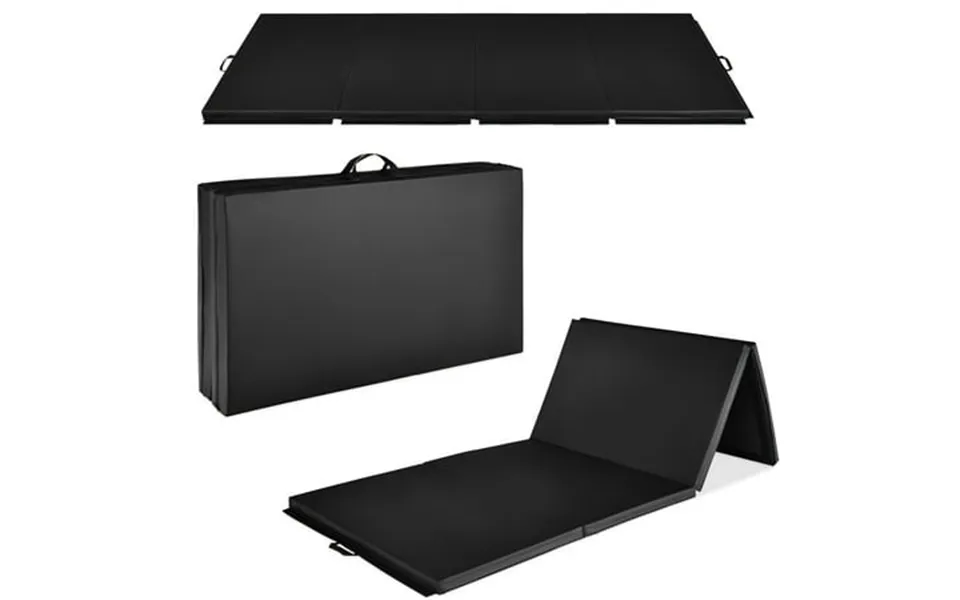 Best Choice Products 10ftx4ftx2in Folding Gym Mat 4-panel Gymnastics Workout Floor Mats W Handles Black