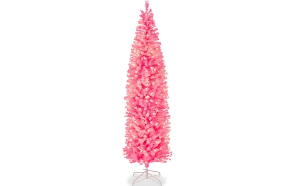 Best Choice Products 12ft Pre-lit Pink Artificial Christmas Tree Holiday Pencil Tree W 900 Warm White Lights Stand