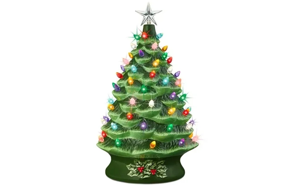 Best Choice Products 24in X-large Pre-lit Ceramic Christmas Tree Decor W 74 Multicolor Bulbs Led Light - Green