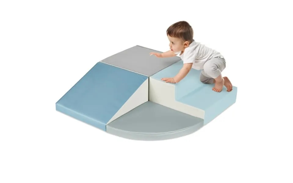 Best Choice Products 4-piece Kids Climb & Crawl Soft Foam Block Playset Structures For Child Development - Blue