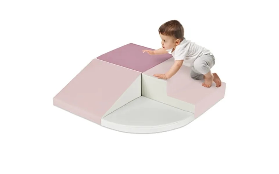 Best Choice Products 4-piece Kids Climb & Crawl Soft Foam Block Playset Structures For Child Development - Pink