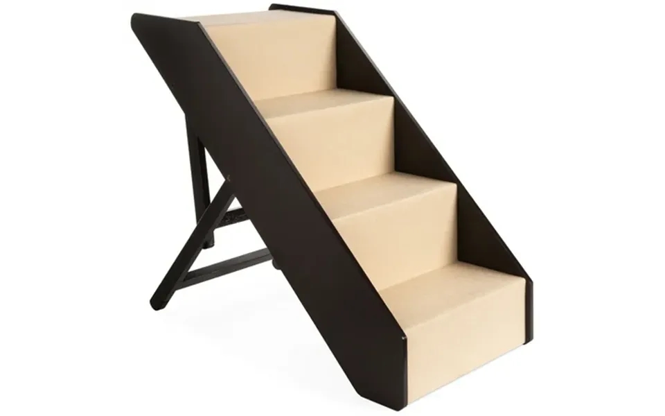 Best Choice Products 4-step Foldable Adjustable Wide Wooden Carpeted Pet Stairs For Injured Elderly Dog & Cat