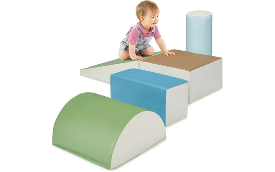 Best Choice Products 5-piece Kids Climb & Crawl Soft Foam Block Playset Structures For Child Development - Earth Tone