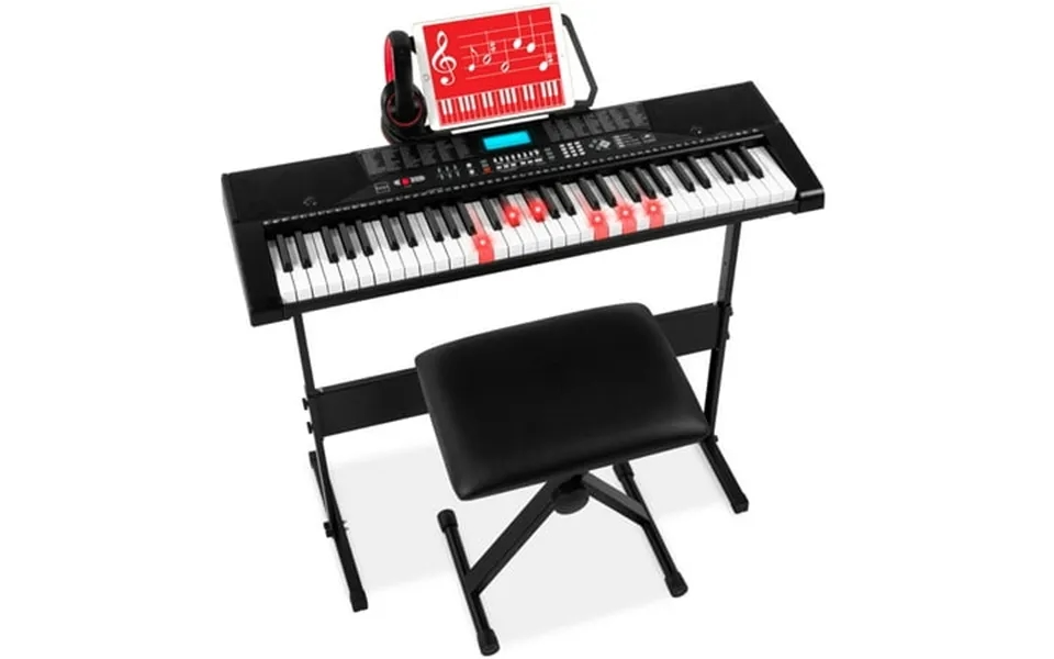 Best Choice Products 61-key Beginners Complete Electronic Keyboard Piano Set W Lcd Screen Lighted Keys - Black