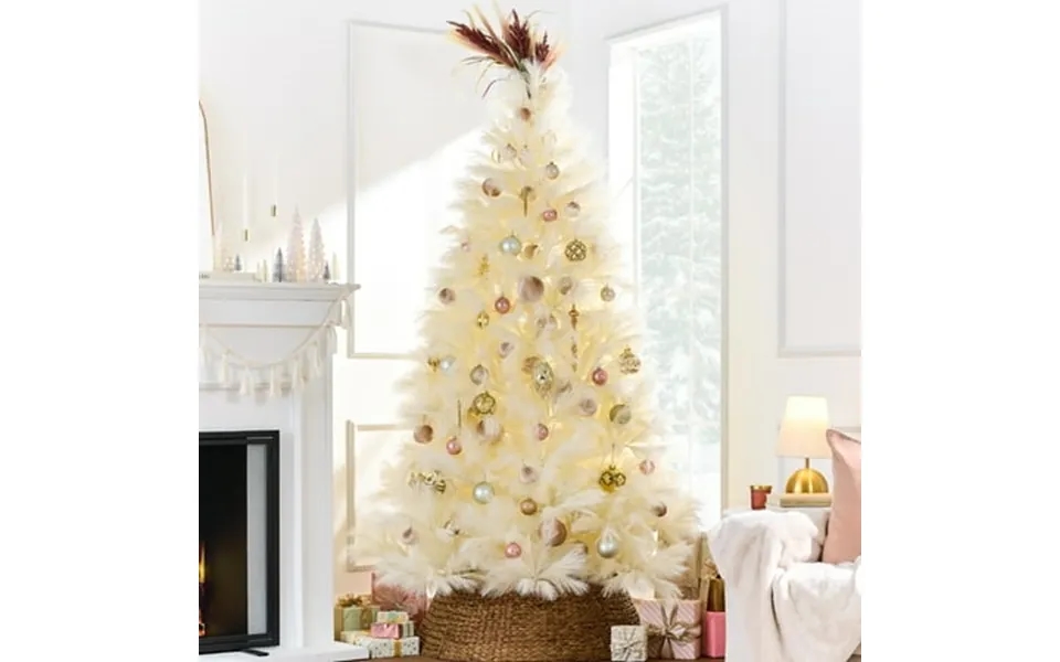 Best Choice Products 7.5ft Premium Artificial Ivory Pampas Christmas Tree Holiday Decor W Foldable Metal Base