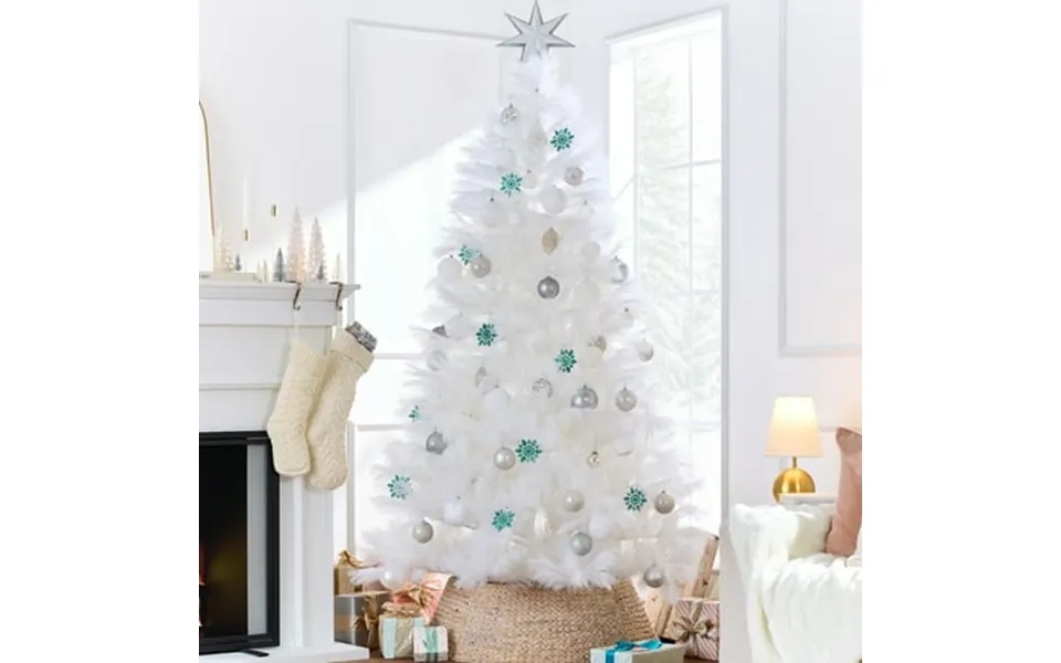 Best Choice Products 7.5ft Premium Artificial White Pampas Christmas Tree Holiday Decor W Foldable Metal Base