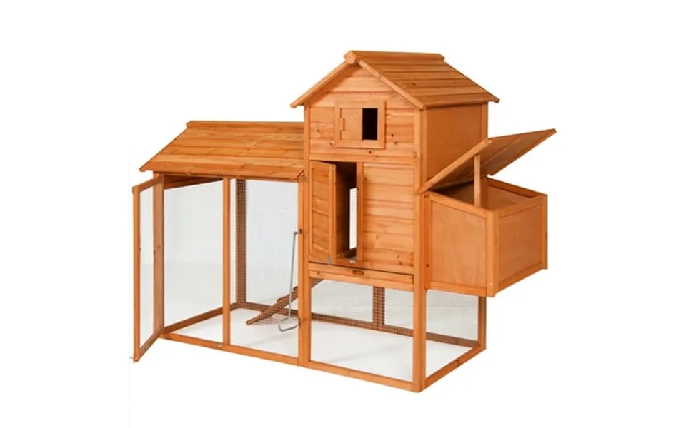 Best Choice Products 80in Wooden Chicken Coop Multi-level Hen House Poultry Cage W Wire Fence For 4 Birds Farm