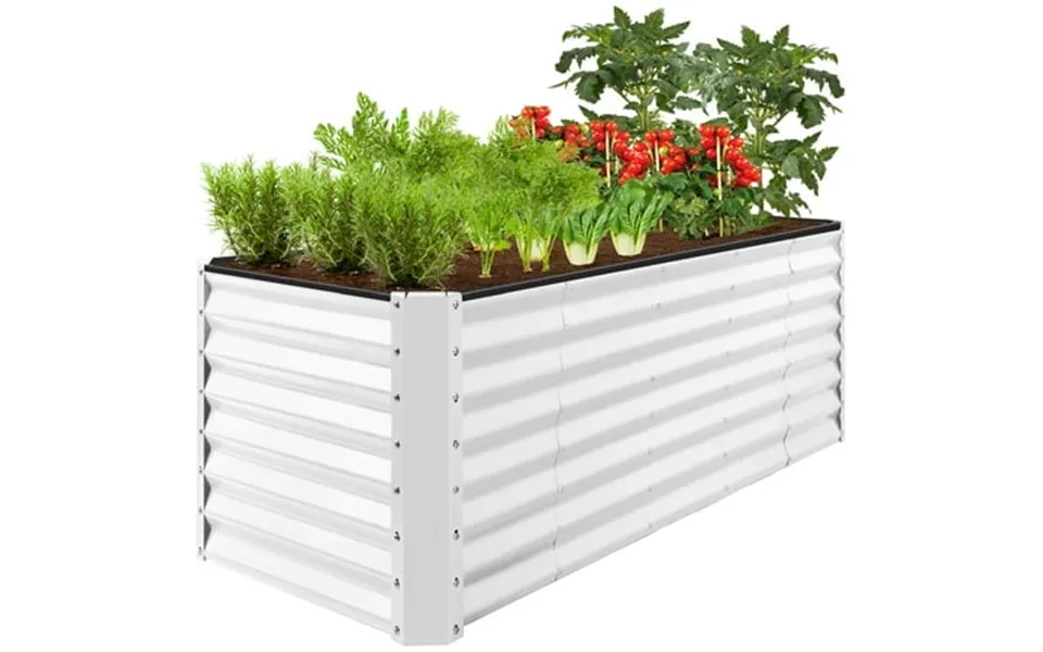 Best Choice Products 8x2x2ft Raised Metal Outdoor Garden Bed Planter Box For Flowers Vegetables Herbs - White