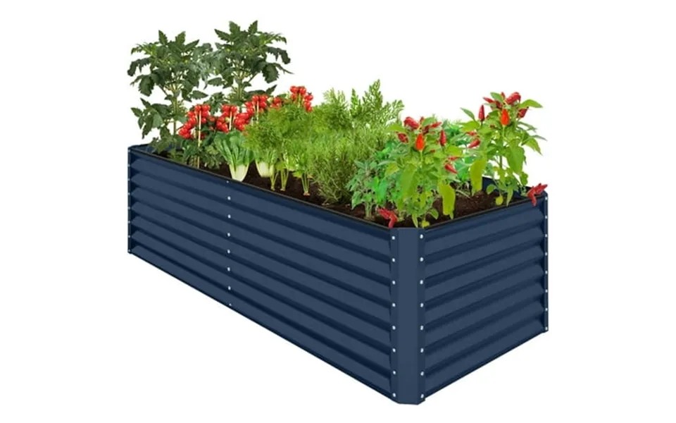 Best Choice Products 8x4x2ft Outdoor Metal Raised Garden Bed Planter Box For Vegetables Flowers Herbs - Navy