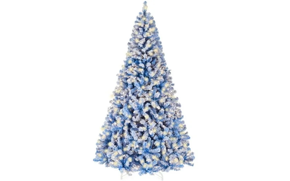 Best Choice Products 9ft Pre-lit Blue Christmas Pine Tree W Flocked Branches 900 Warm-white Lights