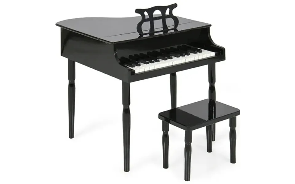 Best Choice Products Kids Classic 30-key Mini Piano W Lid Bench Folding Music Rack Song Book Stickers - Black