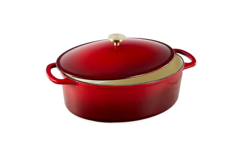 Best Choice Products Oval 7.5 Quart Cast-iron Dutch Oven Heavy-duty W Enamel Side Handles - Red