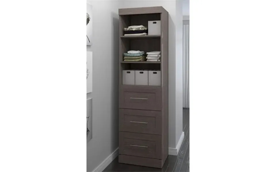 Bestar Pur 25w Closet Organizer With Drawers In Bark Gray - Engineered Wood