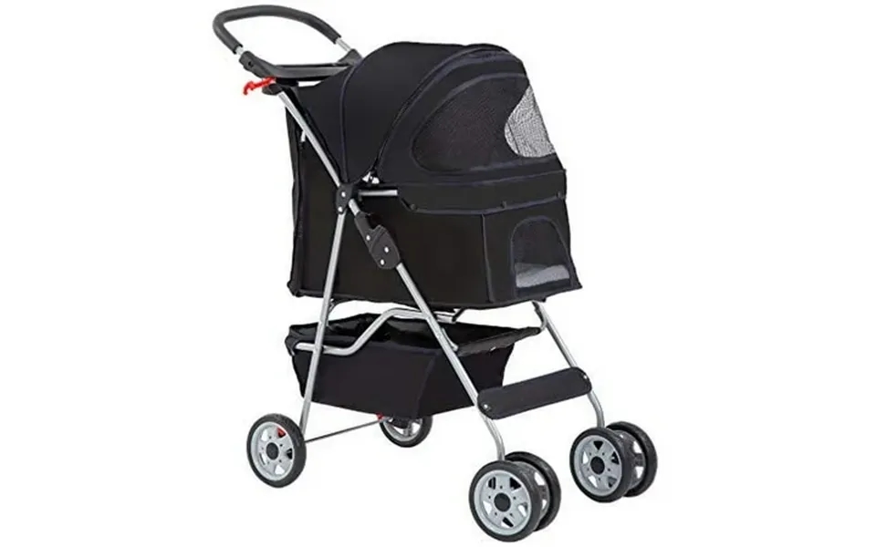 Bestpet 4 Wheels Pet Stroller For Cats And Dogs Folding Black