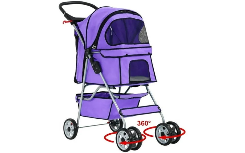 Bestpet Pet Stroller Cat Dog Cage Stroller Travel Folding Carrier Purple 4 Wheels