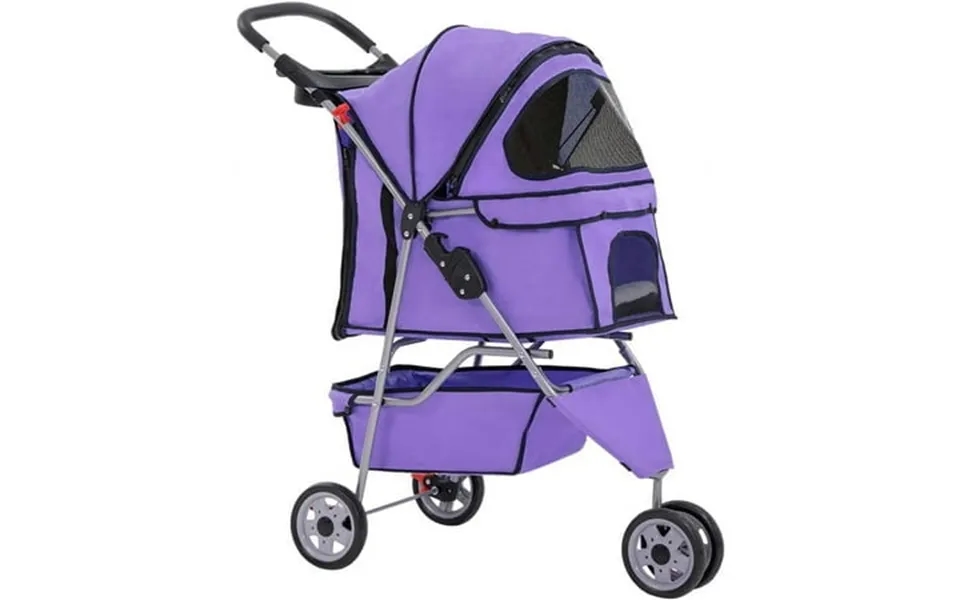 Bestpet Purple Pet Stroller Cat Dog Cage 3 Wheels Stroller Travel Folding Carrier T13