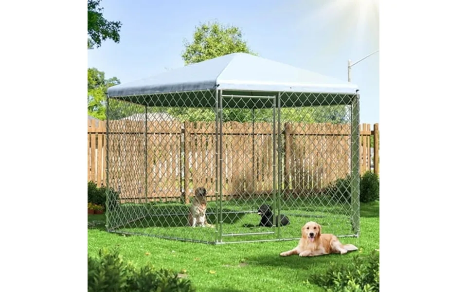 Betisef 13.3x13.3x8.8 Ft Large Dog Kennel Outside With Roof Outdoor Dog Kennel With With Lock For Outdoor Backyard