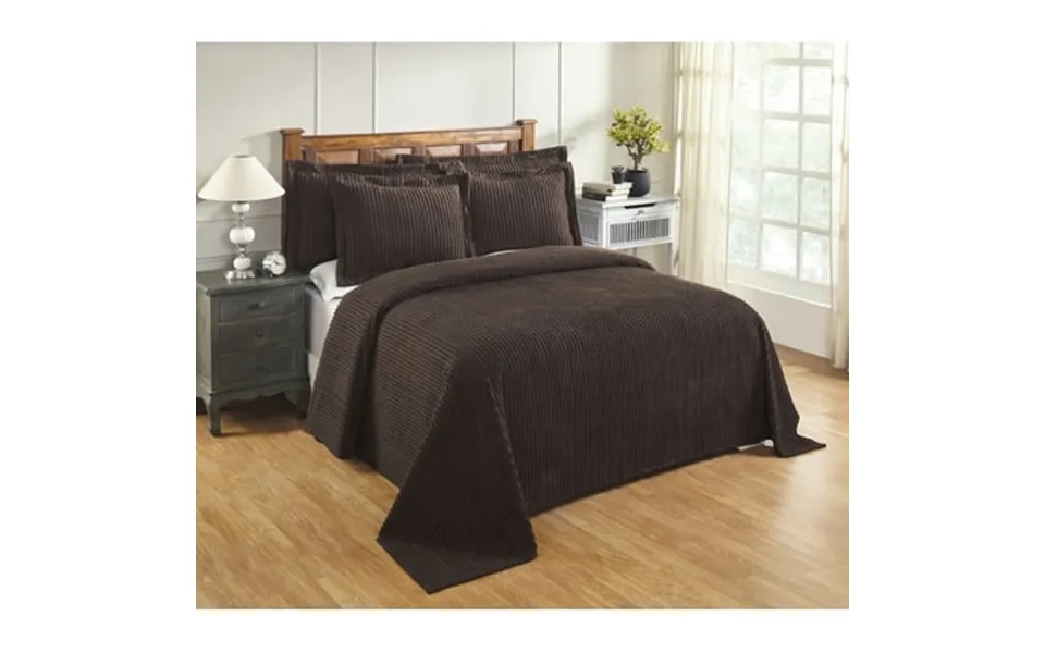 Better Trends 100% Cotton Twin Bedspread Soft & Cozy Classic Stripe Coverlet Machine Washable 81 X 110 Chocolate Jullian