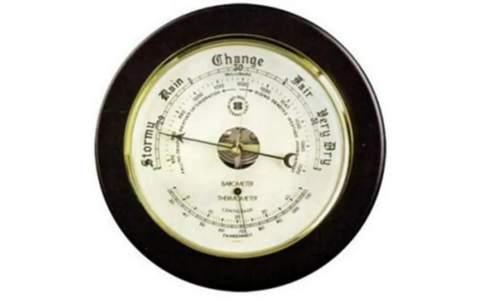 Bey-berk Keota Barometer And Thermometer - Cherry Wood Brass