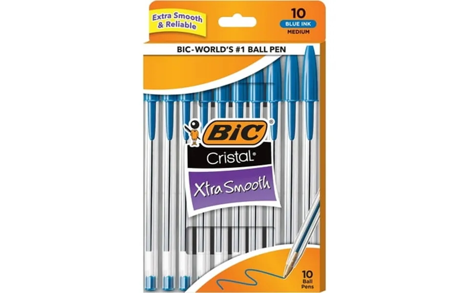 Bic Cristal Xtra Smooth Ballpoint Pen Medium Point 1.0 Mm Blue Ink 10 Count