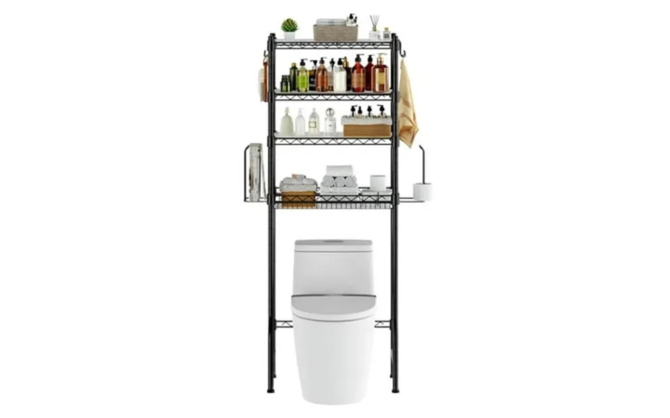 Biemlerfn Over The Toilet Storage Shelf 4-tier Metal Bathroom Organizer Shelf With Adjustable Shelf Freestanding Space S