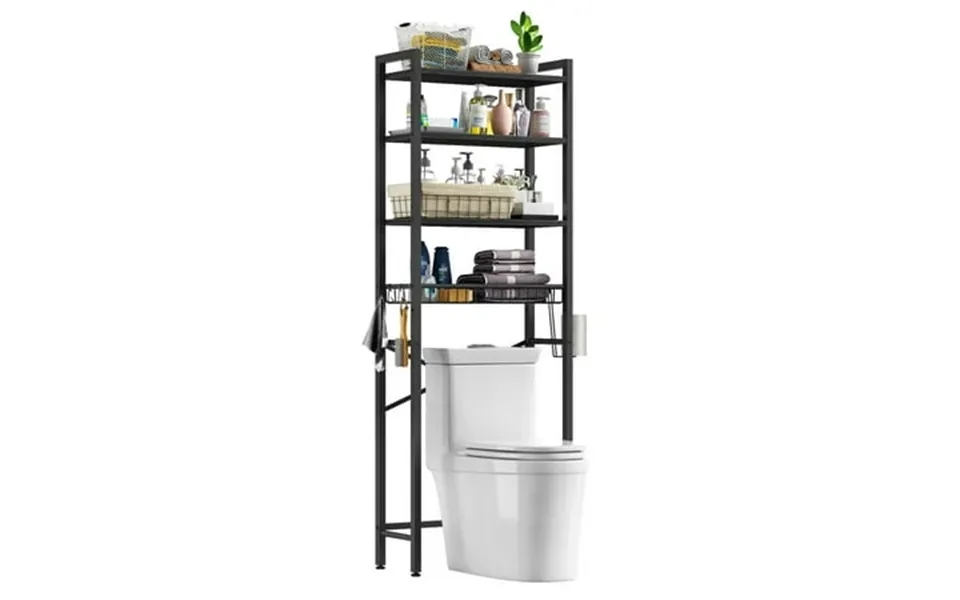 Biemlerfn Over The Toilet Storage Shelf 4-tier Wooden Bathroom Organizer Adjustable Saver Space Rack With Toilet Paper H