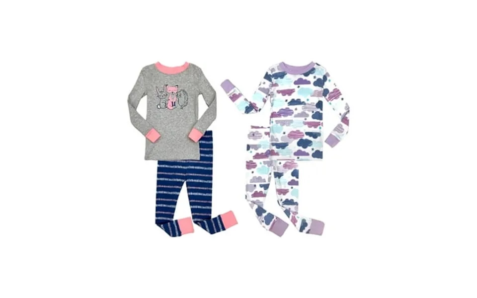 Big Girls Four-piece Pajama Set Female 2t-10 Gray-lilac Size 3t Prestigez