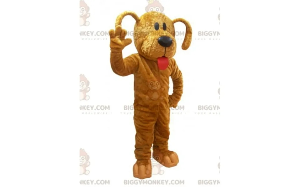 Biggymonkey Mascot Costume Brown Pooch Dog With Red Tongue