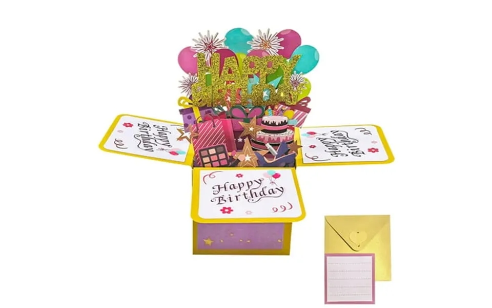 Birthday Pop Up Card 3d Birthday Gift Box For Adults And Kids With Envelopes For Daughter Son Mom Dad Friend Purple