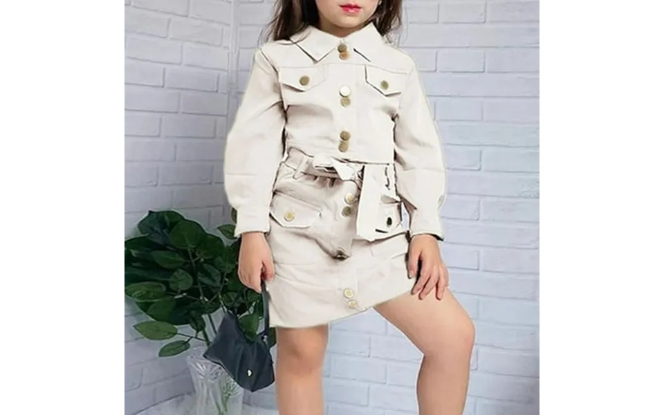 Black And Friday Deals Xqxayjr Clearance Toddler Kids Girl Clothes Long Sleeve Lapel Button Jacket Skirt Set 2 Piece Fal