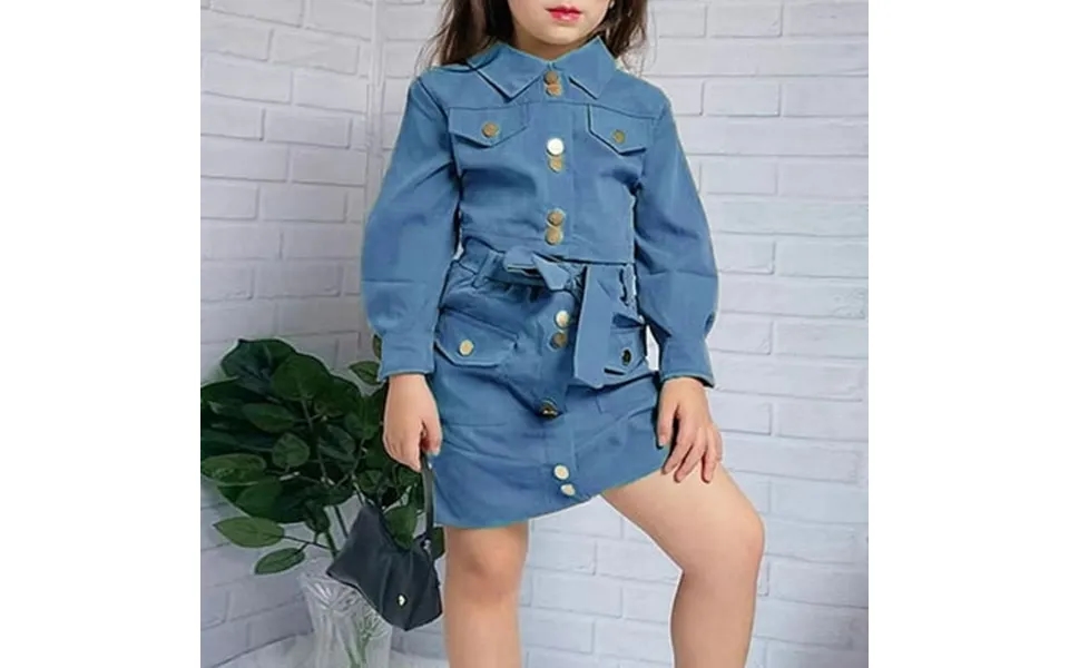 Black And Friday Deals Xqxayjr Clearance Toddler Kids Girl Clothes Long Sleeve Lapel Button Jacket Skirt Set 2 Piece Fal