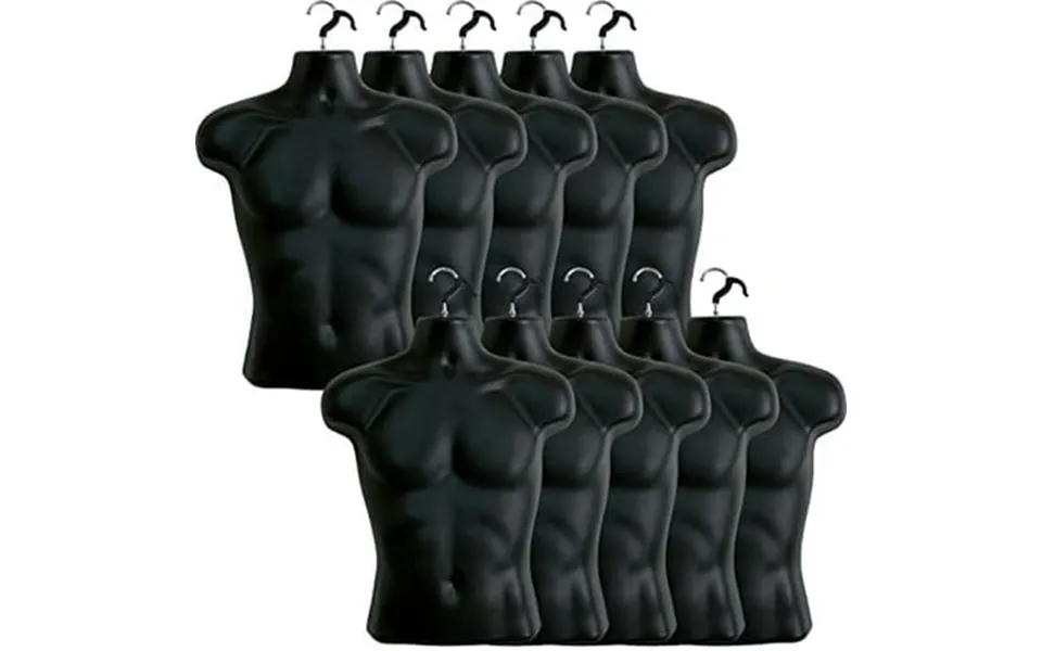 Black Male Mannequin Torso Hollow Back Body Stackable Dress Form With Hanging Hooks For Tshirt Display Countertop Craft