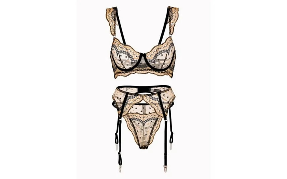 Black&gold Luxury Lace Embroidered Lingerie Set Black 2xl