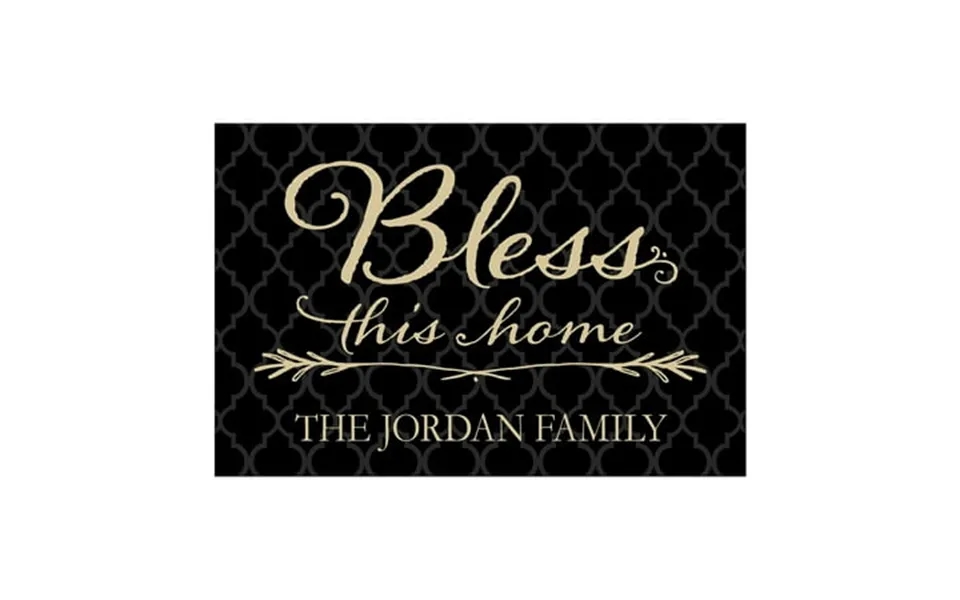 Bless This Home Personalized Doormat - Black Custom Entry Door Mat With Name Printing On Durable 1 8 Thick Low Profile W