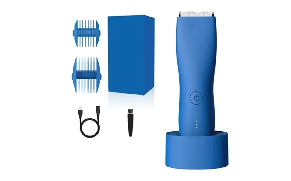 Blue Body Hair Trimmer Shaver For Men Ball Trimmer For Groin Pubic With Charging Dock Ceramic Blade Body Groomer Electri