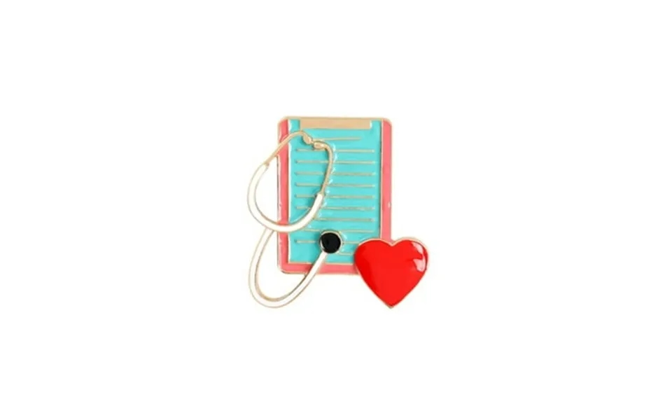 Blue Red Nurses Clipboard Stethoscope Brooch