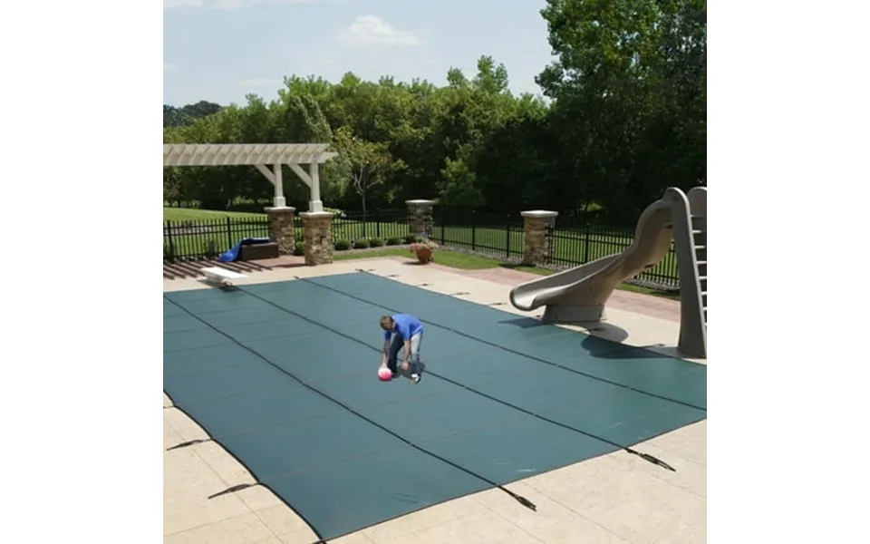 Blue Wave 18-year Mesh 16-ft X 32-ft In-ground Pool Safety Cover W 4-ft X 8-ft Center Step - Green